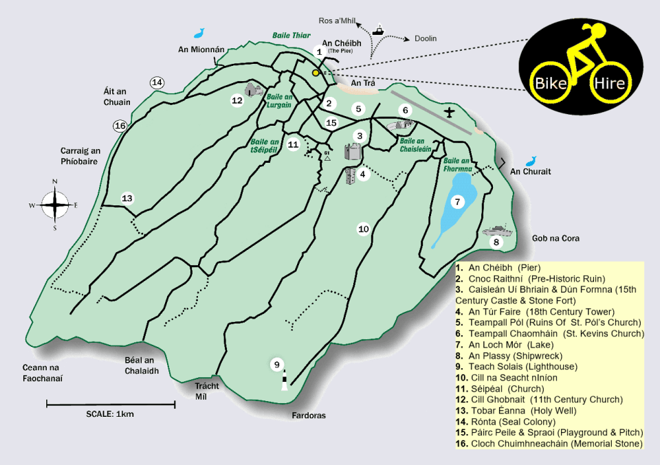 Carte de l'île d'Inis Oirr Carte de l'île d'Inis Oirr
