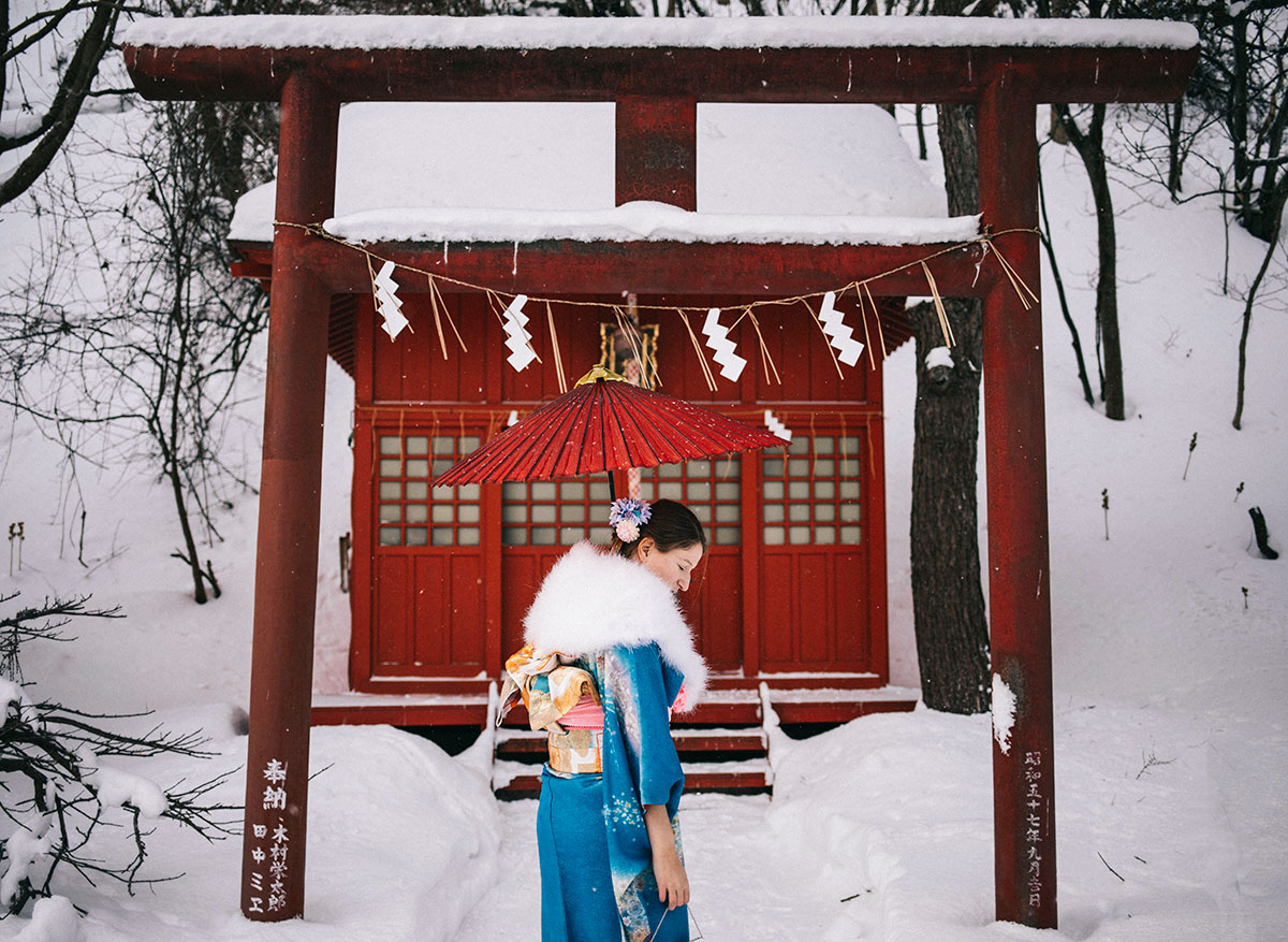 Wakkanai kimono neige expérience hokkaido japon