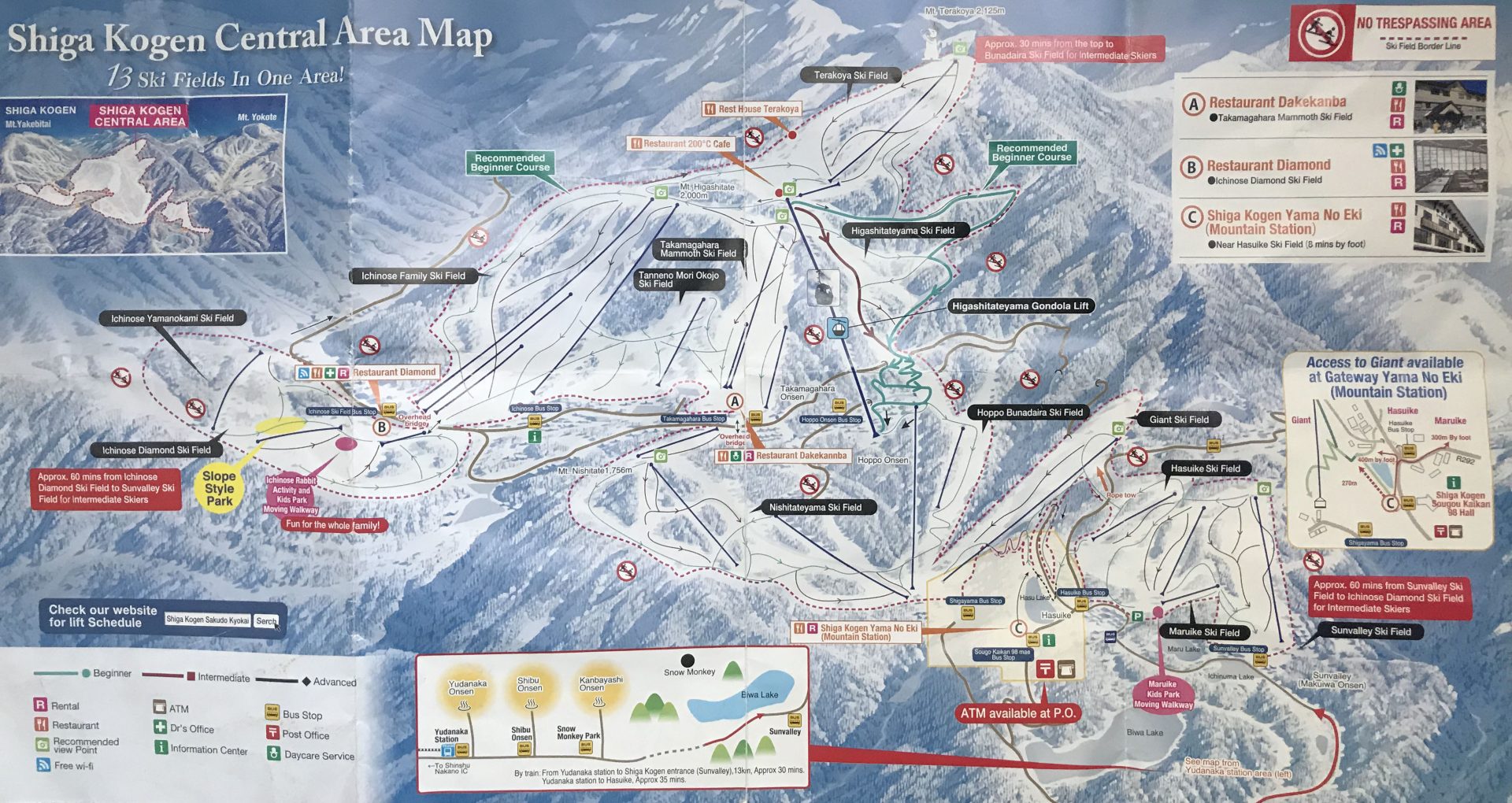 Ski map shiga kogan nagano alpes japonaises 