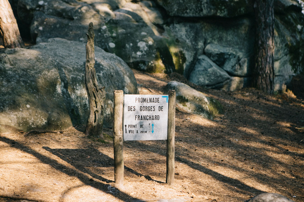 panneau itinéraire randonnée gorge du franchard randonnée fontainebleau