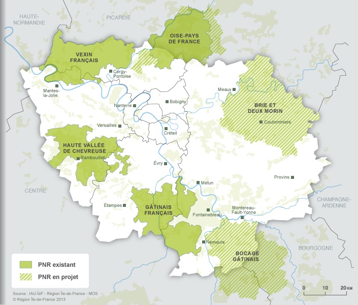 Carte des parc naturel régionaux en île-de-france