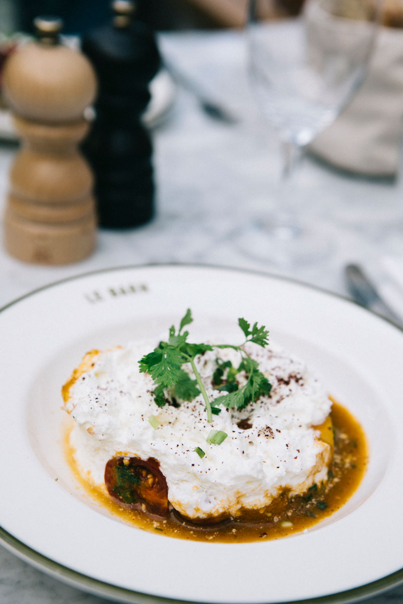 Burrata du chef en entrée, la serre du Barn
