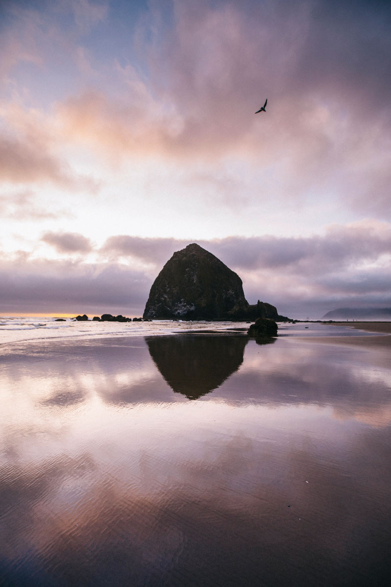 Coucher de soleil cannon beach Oregon coast