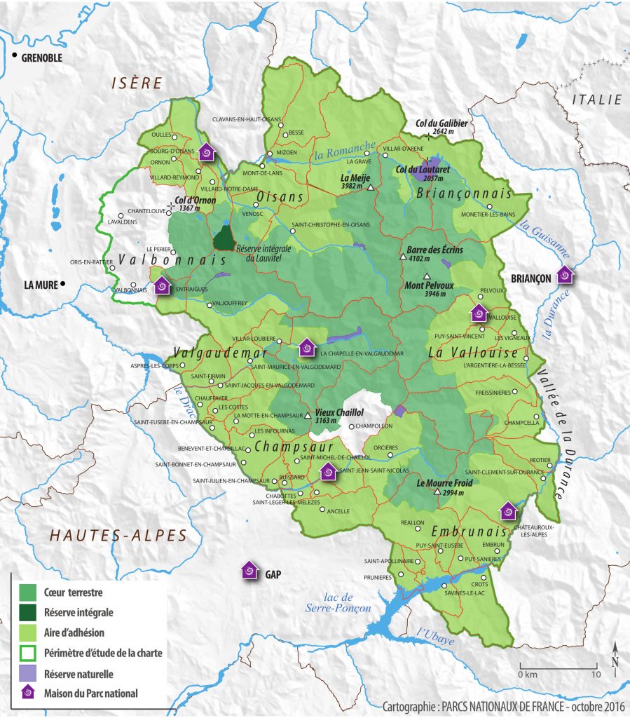 la carte du massif des Ecrins