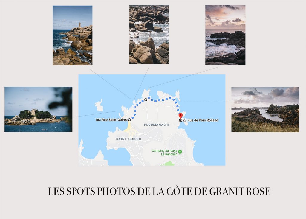 les différents spots photos le long de la Côte de Granit Rose