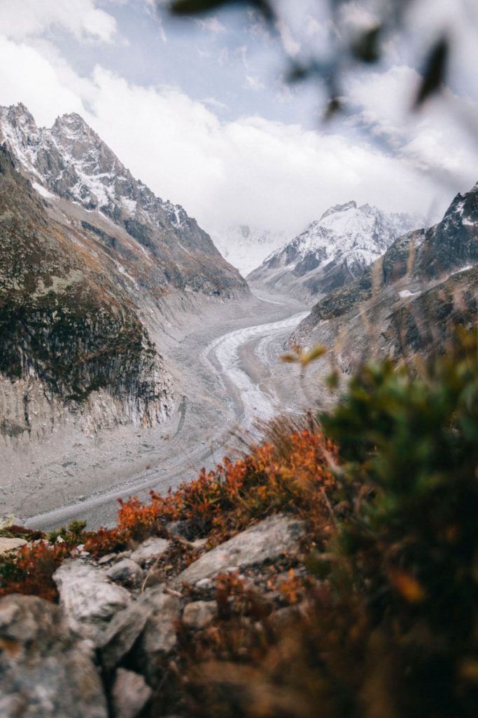 la mer de glace sur le sentier de randonnée