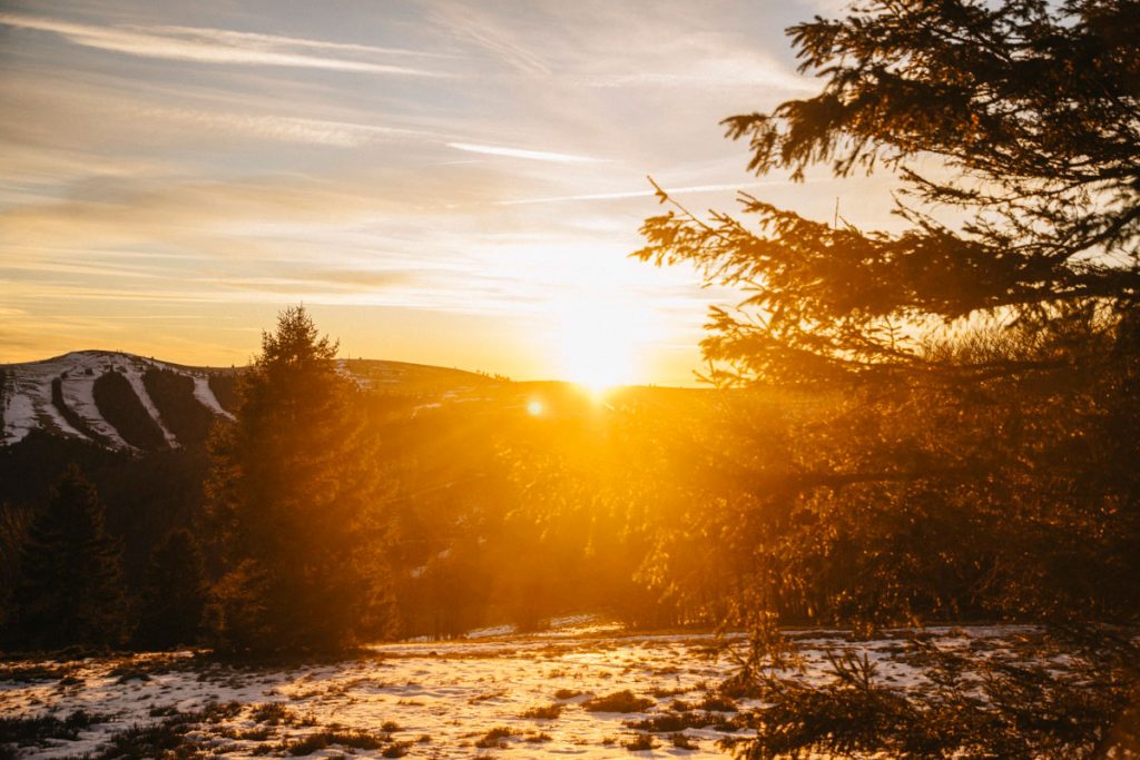 coucher de soleil sur le col de l'Oberlauchen pour le nouvel an