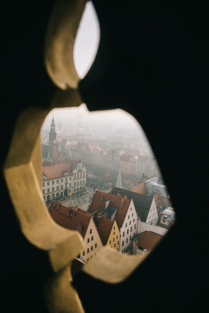 Le centre-ville de Wroclaw depuis la tour de l'église Saint-Elisabeth