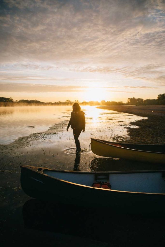 lever de soleil sur la Loire en Canoë