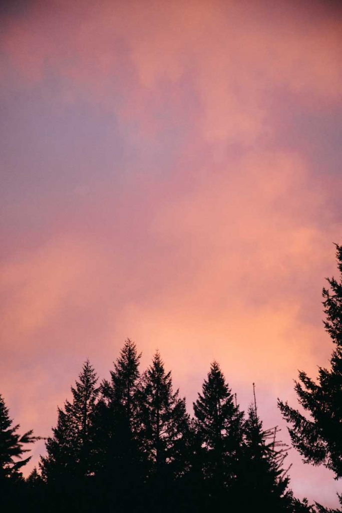le ciel de fin de journée au camping de Silver fall state park. crédit photo : Clara Ferrand - Wildroad