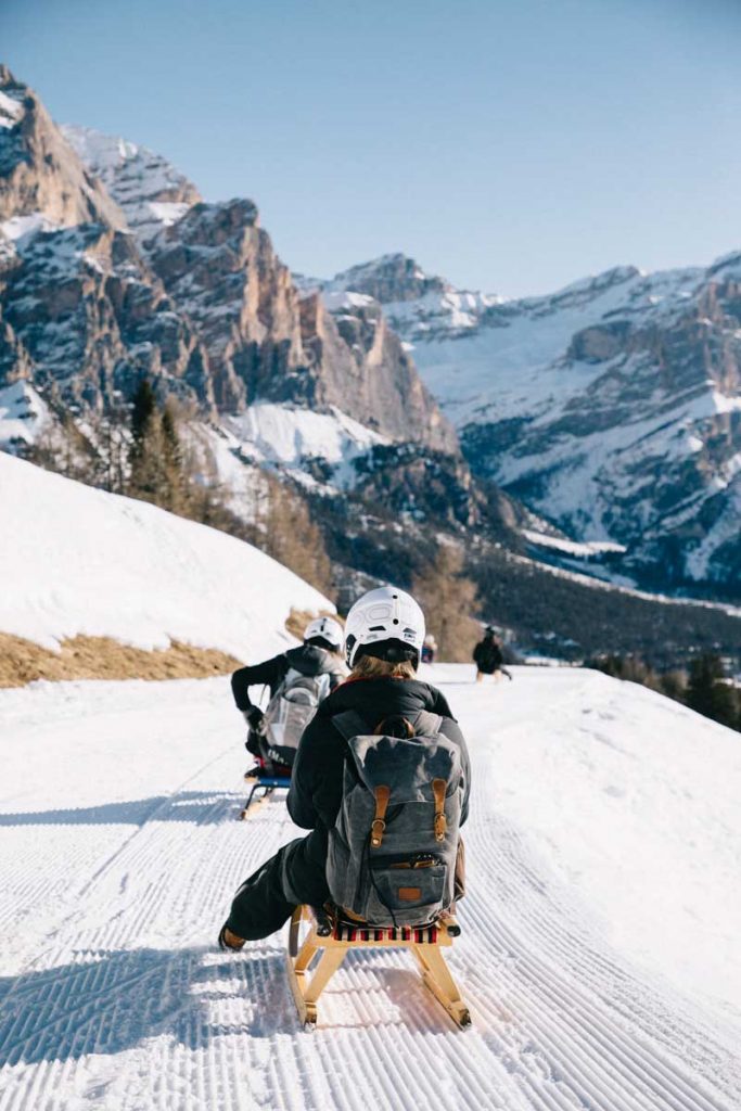 Faire de la luge autrichienne dans les Dolomites. Credit photo : Clara Ferrand - blog Wildroad