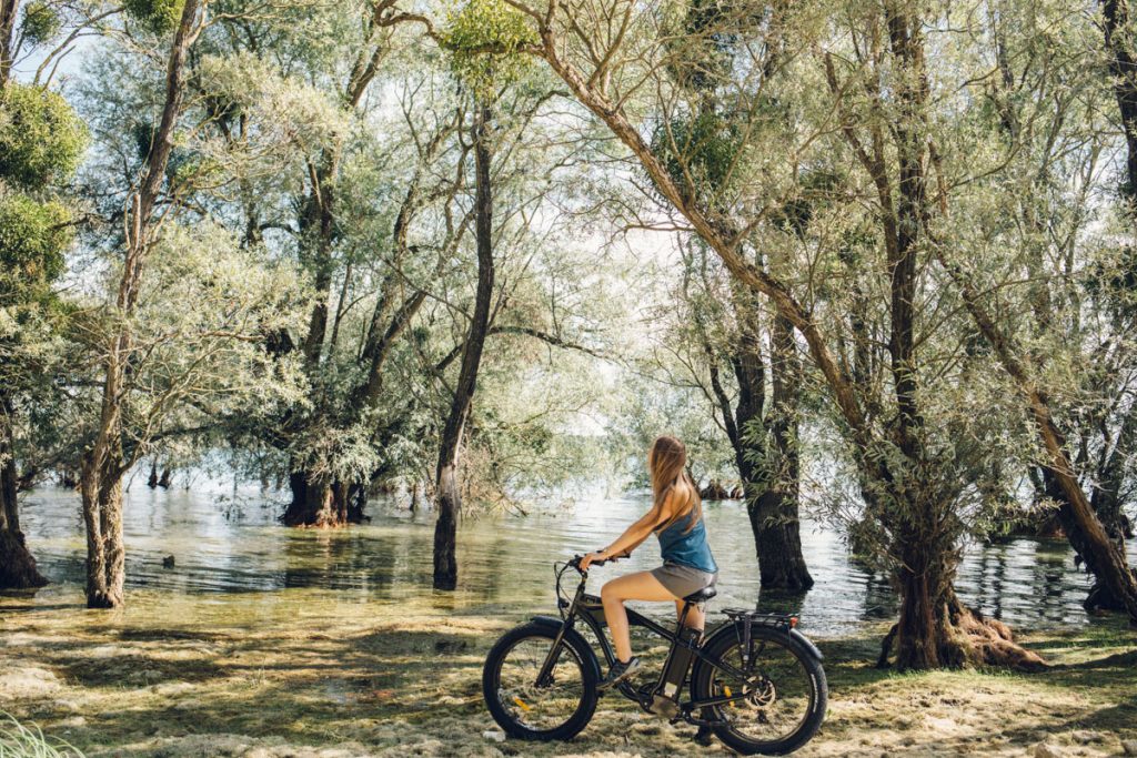 Faire du vélo sur la vélovoie des lacs d'Orient à côté de Troyes. crédit photo : Clara Ferrand - blog Wildroad