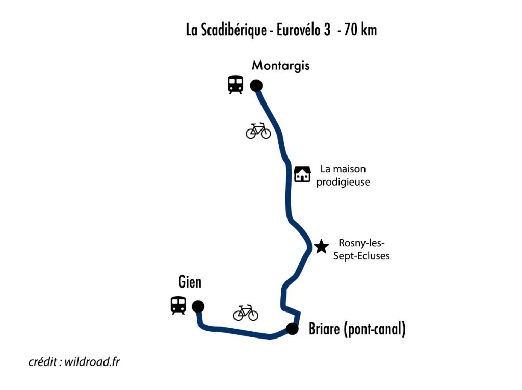 Le tracé d ela scandibérique de Montargis à Gien. crédit : Clara Ferrand - blog Wildroad