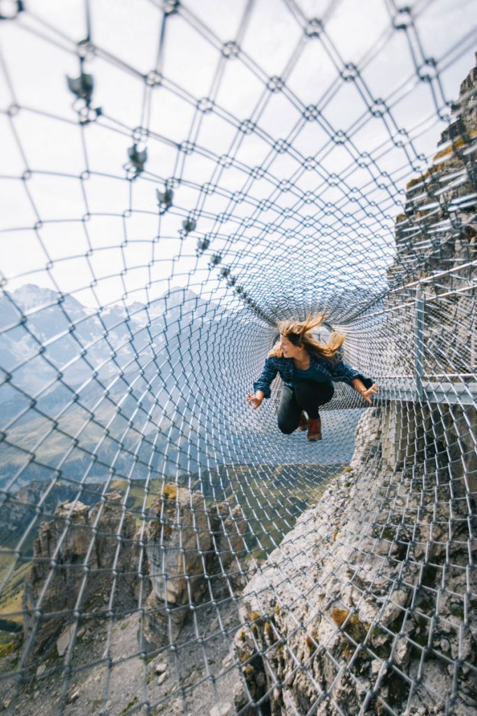 Le sentier insolite du Thrill Walk à la station de Birg en Suisse. crédit photo : Clara Ferrand - blog Wildroad