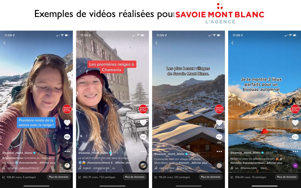 Création de contenu vidéo pour Savoie Mont Blanc sur Tiktok par Clara Ferrand