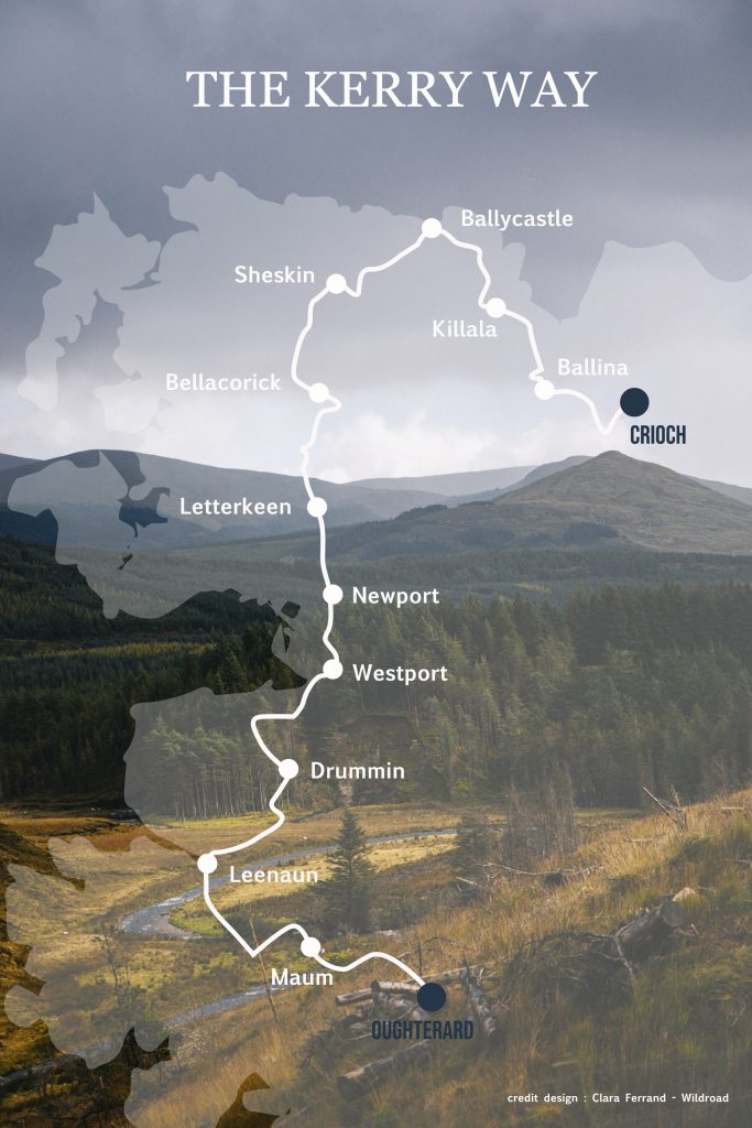Itinéraire de The Western Way : carte avec les étapes. crédit photo : Clara Ferrand - blog Wildroad