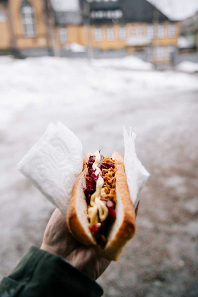 Hot dog à la viande de renne de Raketten à Tromso. crédit photo : Clara Ferrand - blog Wildroad
