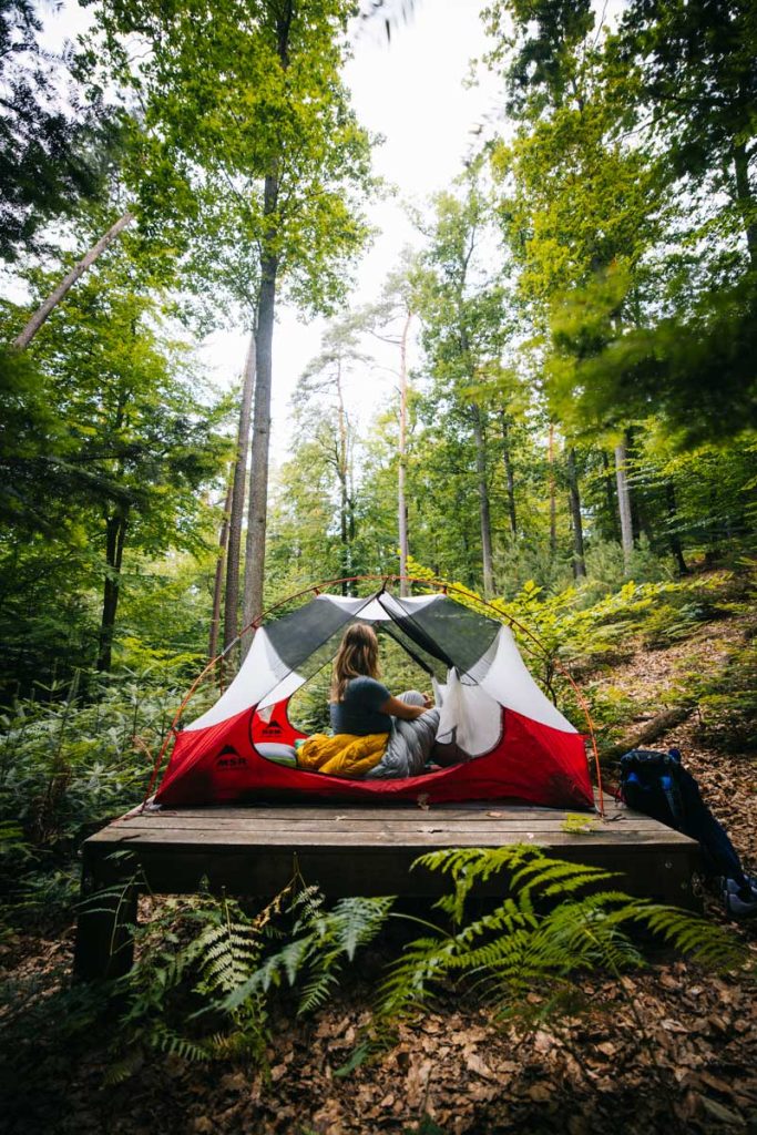 L'aire de bivouac nouvellement installée à Climbach dans les Vosges du nord. crédit photo : Clara Ferrand- blog Wildroad