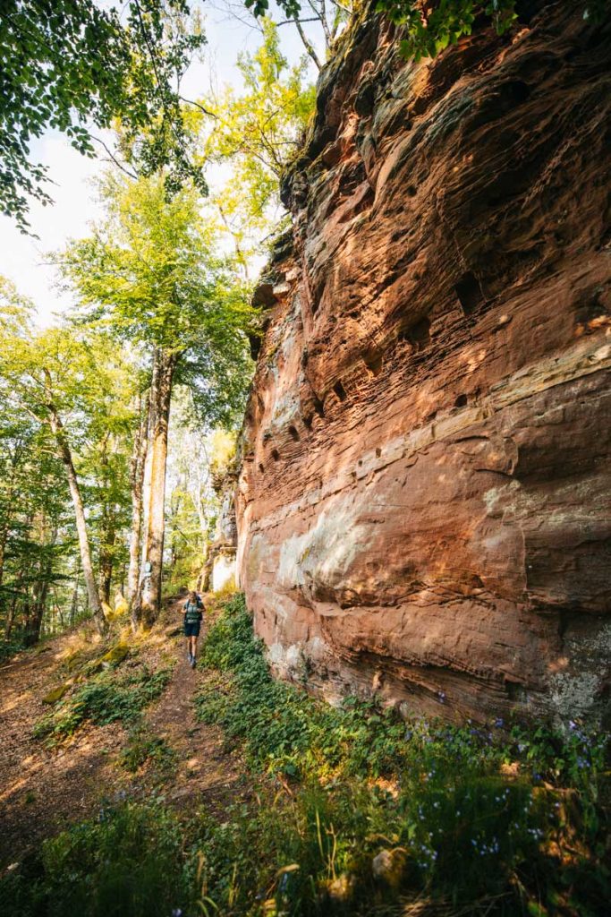 Le chateau wittschloessel sur le trek du gr53 au nord du massif des Vosges. crédit photo : Clara Ferrand - blog Wildroad