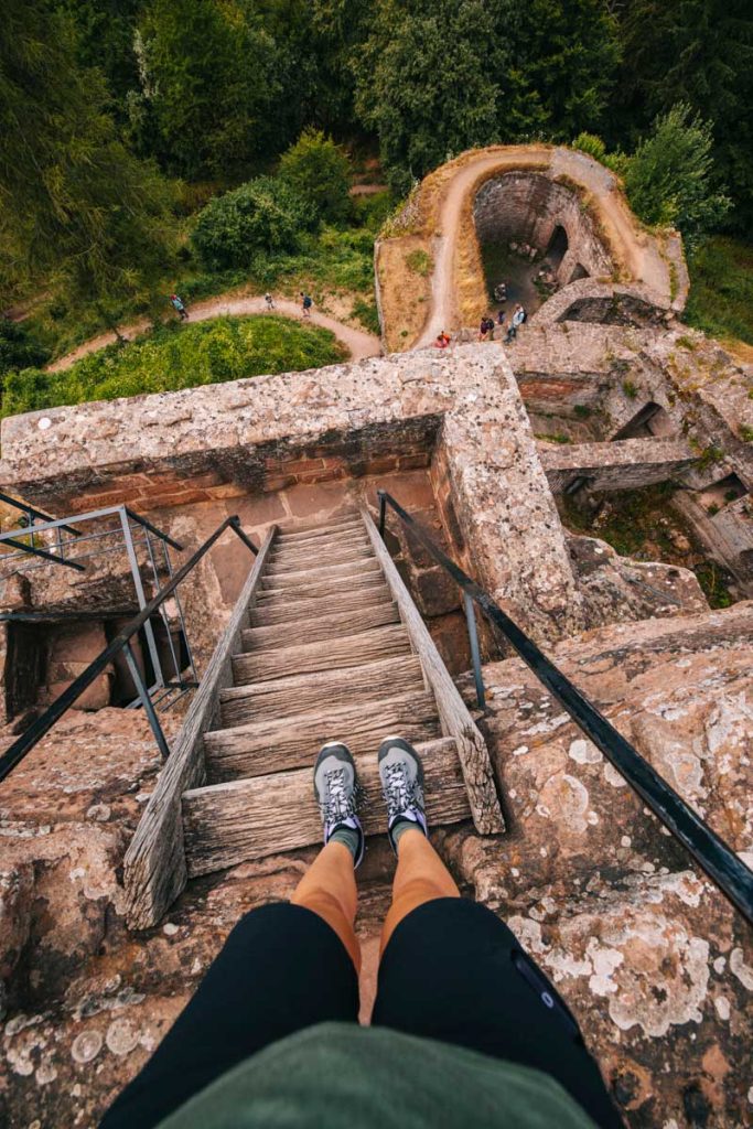 Les echelles qui permettent de visiter les ruines du chateau hohenbourg. crédit photo : Clara Ferrand - blog Wildroad