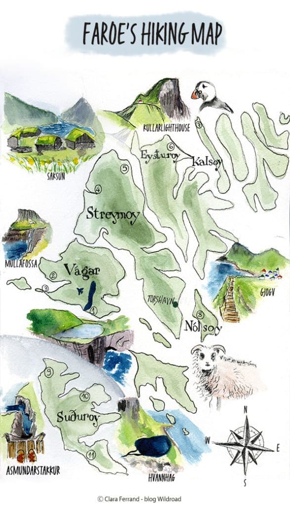 Faroe Hiking Map, creditdesign Clara Ferrand - blog Wildroad
