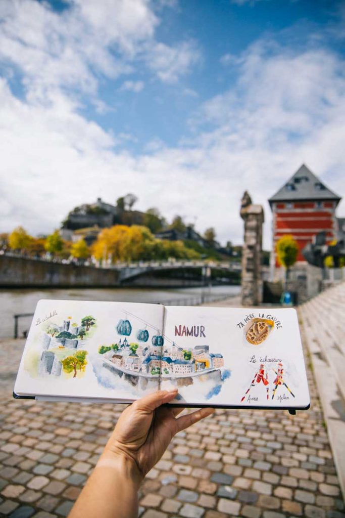 Carnet d'aquarelle en voyage en Wallonie