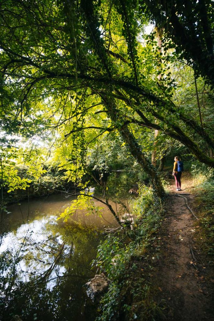 Longer l'Erve sur un sentier de randonnée au départ de Saint-Pierre. Crédit photo : Clara Ferrand - blog Wildroad